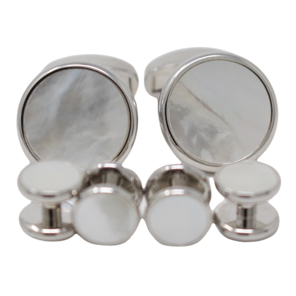 Mother-of-Pearl Round Cuff Links Stud Set